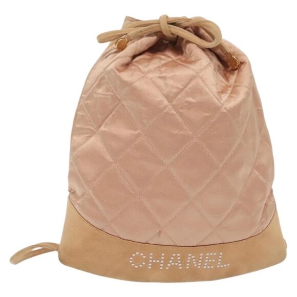 CHANEL Matelasse Backpack Satin Pink Gold CC Auth hk2932 - Picture 1 of 16
